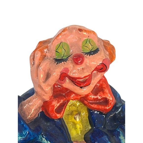 vtg70'sMexican Folk Art Paper Mache Clown Artist Signed Alvarez B-22 10''x 7.5'' - Picture 3 of 9